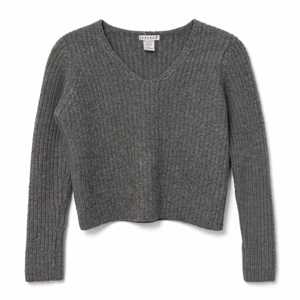 VTG Rosanna 100% Cashmere Cropped Sweater Gray Minimalist Softgirl Balletcore S